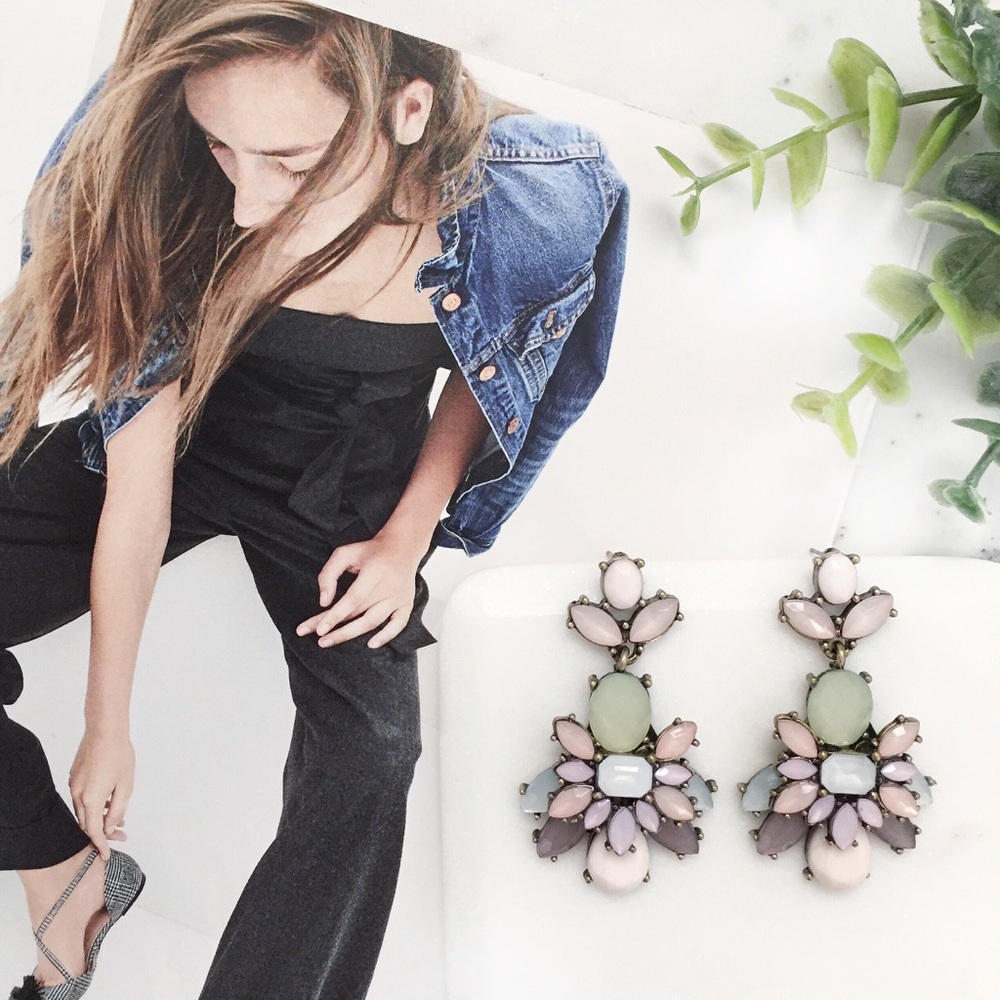 🆑 "Ainsley" Earrings || Pink/Green Crystal